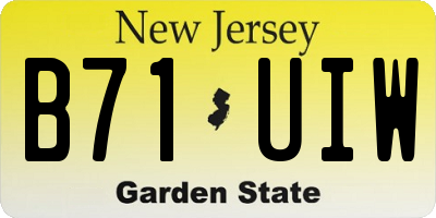 NJ license plate B71UIW