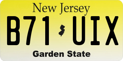 NJ license plate B71UIX