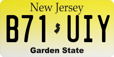 NJ license plate B71UIY