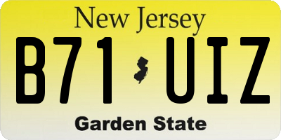 NJ license plate B71UIZ