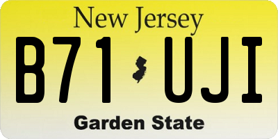 NJ license plate B71UJI