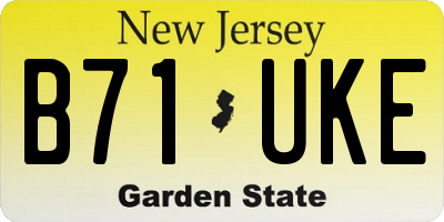 NJ license plate B71UKE