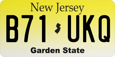 NJ license plate B71UKQ