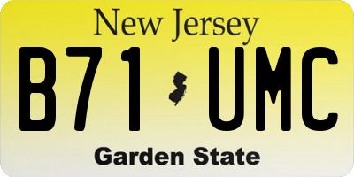 NJ license plate B71UMC