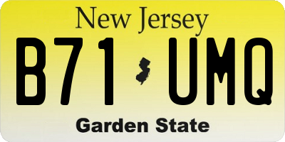 NJ license plate B71UMQ