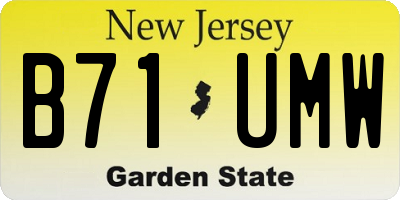 NJ license plate B71UMW