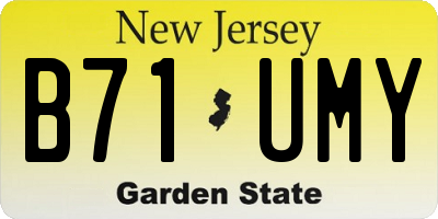 NJ license plate B71UMY