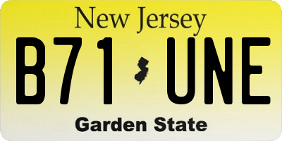 NJ license plate B71UNE