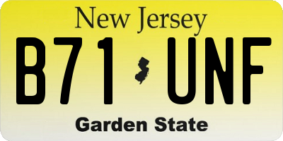 NJ license plate B71UNF