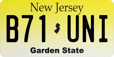 NJ license plate B71UNI