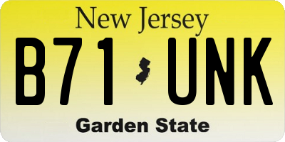 NJ license plate B71UNK