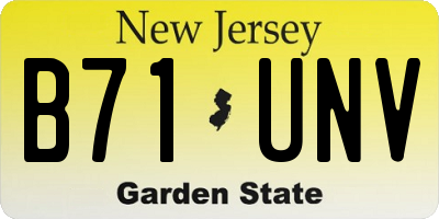 NJ license plate B71UNV