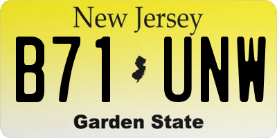 NJ license plate B71UNW