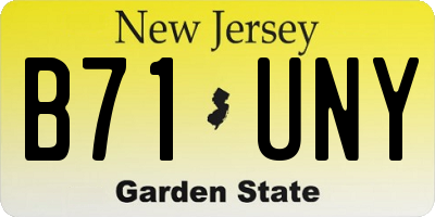 NJ license plate B71UNY