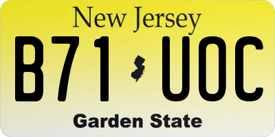 NJ license plate B71UOC
