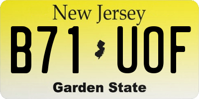 NJ license plate B71UOF