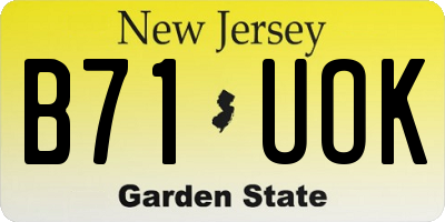 NJ license plate B71UOK