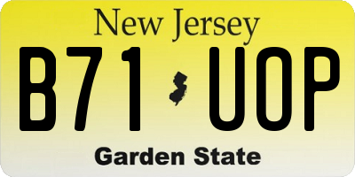 NJ license plate B71UOP