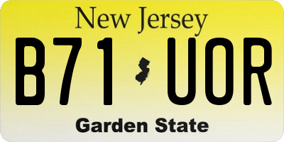 NJ license plate B71UOR