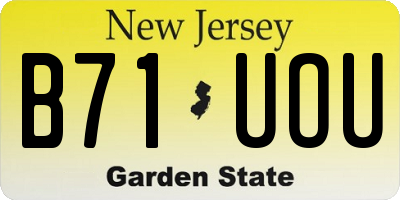 NJ license plate B71UOU