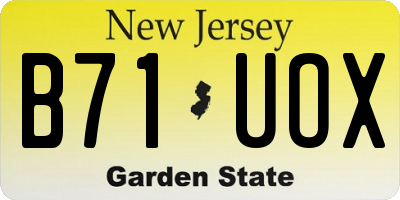 NJ license plate B71UOX