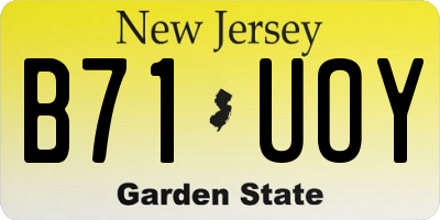 NJ license plate B71UOY