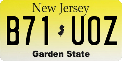 NJ license plate B71UOZ