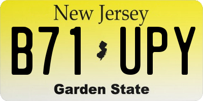 NJ license plate B71UPY