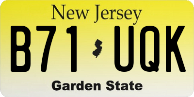 NJ license plate B71UQK