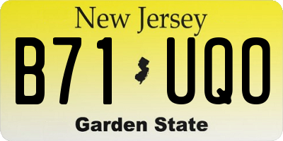 NJ license plate B71UQO