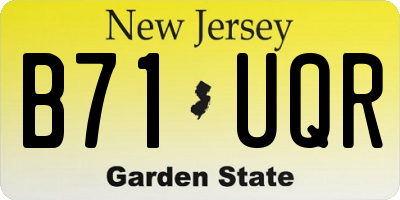 NJ license plate B71UQR