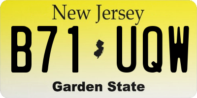 NJ license plate B71UQW