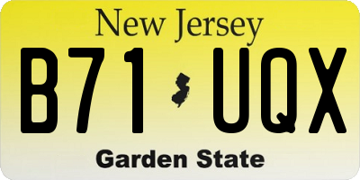 NJ license plate B71UQX