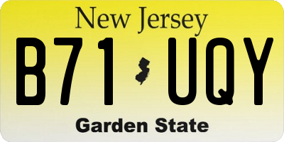 NJ license plate B71UQY