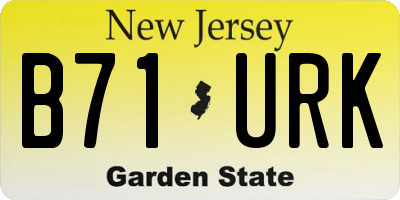 NJ license plate B71URK