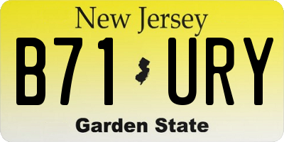 NJ license plate B71URY
