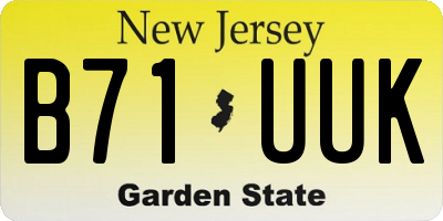 NJ license plate B71UUK