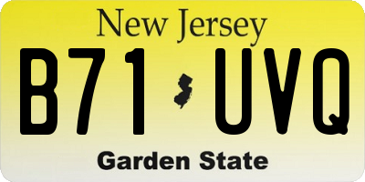 NJ license plate B71UVQ