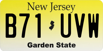 NJ license plate B71UVW