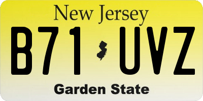 NJ license plate B71UVZ