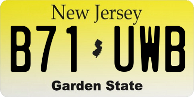 NJ license plate B71UWB
