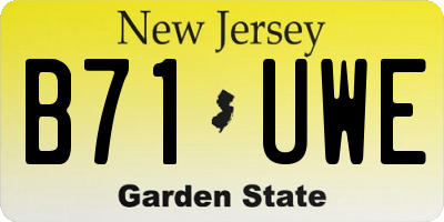 NJ license plate B71UWE