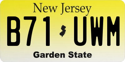 NJ license plate B71UWM