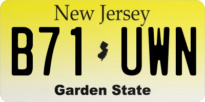 NJ license plate B71UWN