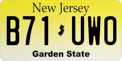 NJ license plate B71UWO