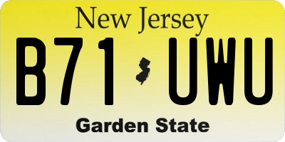 NJ license plate B71UWU