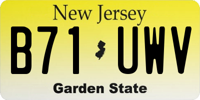 NJ license plate B71UWV