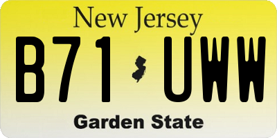 NJ license plate B71UWW