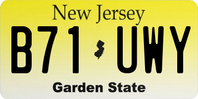 NJ license plate B71UWY
