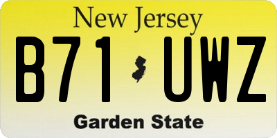 NJ license plate B71UWZ